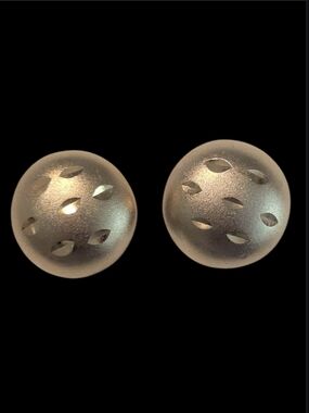 Vintage Satin Gold Tone Domed Button W Indentation Stud Pierced Earrings